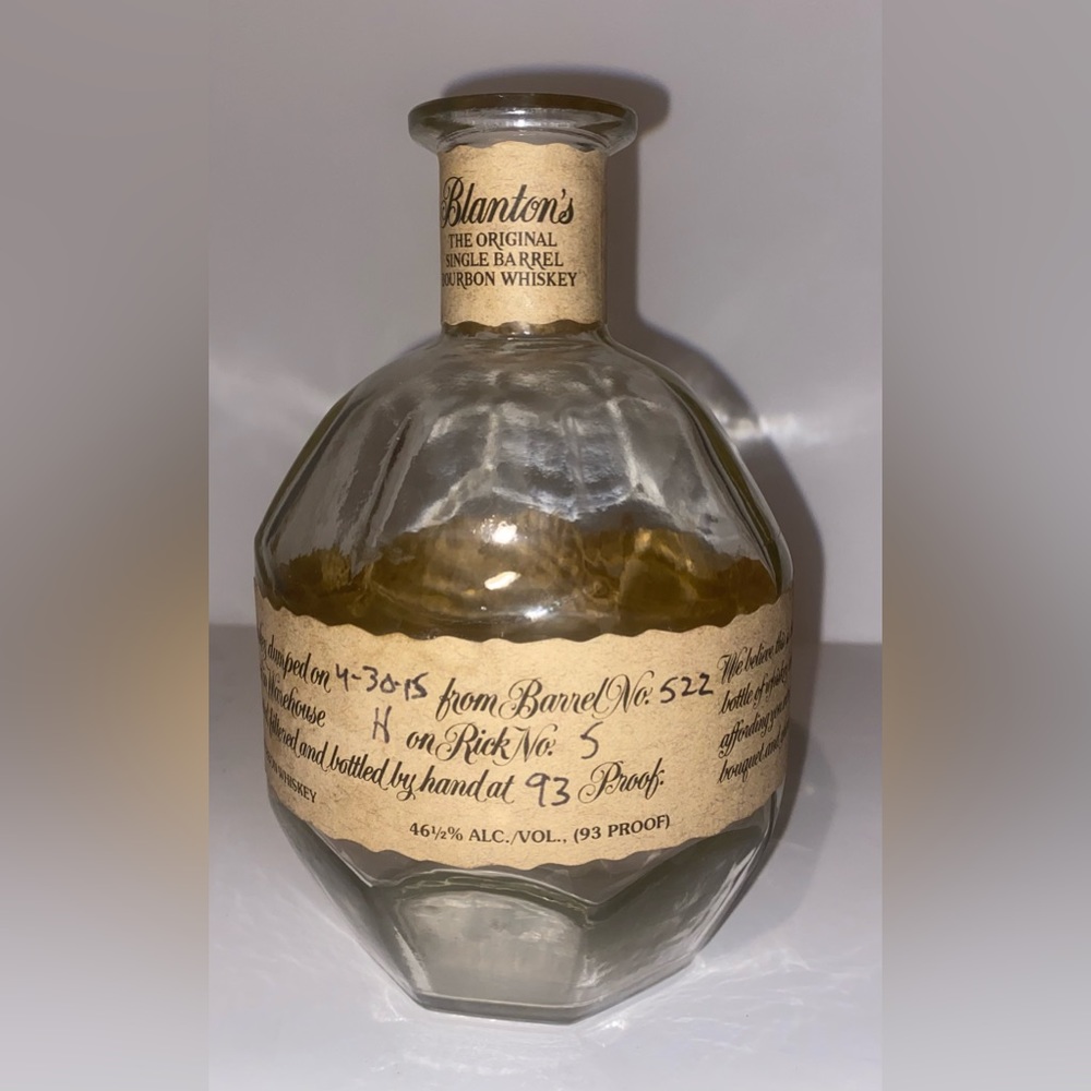 Blanton's Single Barrel Bourbon Whiskey Empty Bottle 750 ml , no cork.